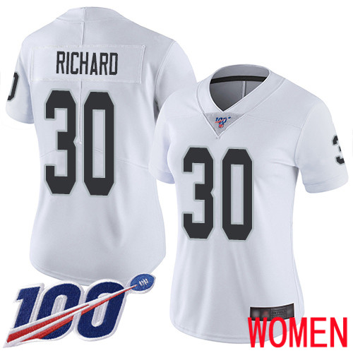 Oakland Raiders Limited White Women Jalen Richard Road Jersey NFL Football #30 100th Season Vapor Jersey->youth nfl jersey->Youth Jersey